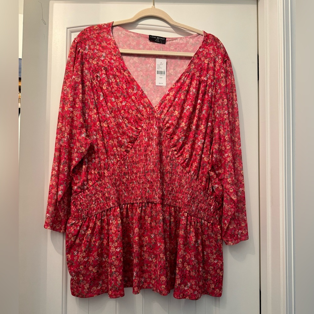 NWT, Red floral summer top.